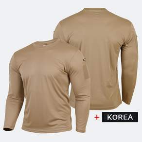 밀리브로 택티컬 셔츠 국산 아머 전술 긴팔 라운드 티셔츠 베이지 + 코리아 패치 - 밀리터리 경호 가드 시큐리티