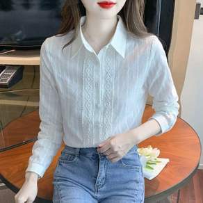 JLVJ 여성용 봄가을 긴팔 셔츠 오피스룩 셔츠 여성 블라우스