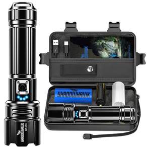Shadowhawk 초강력 led 손전등 10000Lumen 매우 밝다 USB충전식 12H 항속 5000mAh 배터리 휴대용 랜턴 IP67방수5단 모드 캠핑 응급 등산 선박