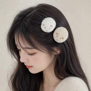 WHH 귀여운 햄스터 모직 머리핀 동물 똑딱핀 털핀 선물
