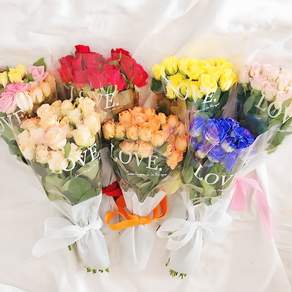 (김해장미) 장미 10송이 20송이 투명포장 꽃다발 농장직송 데일리꽃