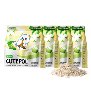 CUTEPOL NEW 두부카사바 혼합 고양이모래 1.6mm 극세입자 저먼지 뒤처리 간편