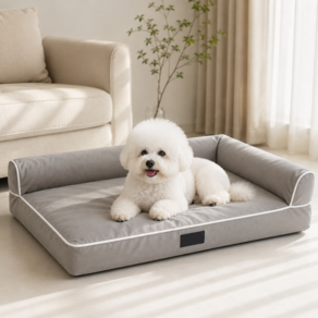 핏츠미 강아지 방석 소형견 침대 L자형 메모리폼 탈착식 커버 방수 사계절 쿠션