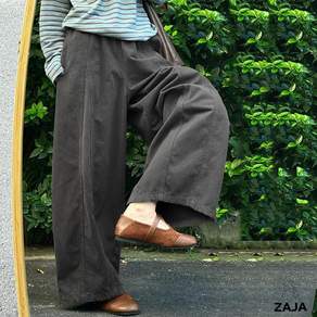 ZAJA 여성 봄 가을 하이웨스트 와이드 롱팬츠 체형커버 데일리바지