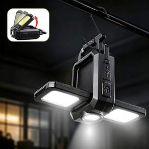 Keebright 1000mAh 3면 LED 자석 작업등 COB 충전식 미니 랜턴 90도 회전 5단계 캠핑 작업등
