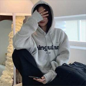 여성 기모후드티 레터링 포인트 캐주얼 데일리 상의