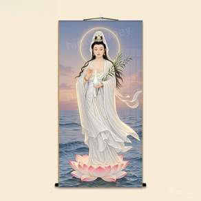 관세음보살 액자 그림 연꽃 불교용품 장식 벽걸이 부처님 인테리어 관음보살 비단