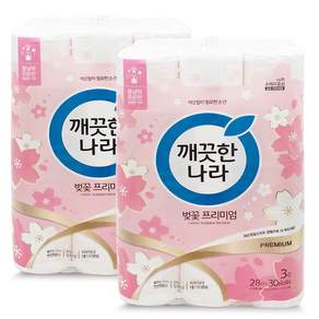 깨끗한나라 허브가든 벚꽃 천연펄프 3겹 화장지 휴지 28m 60롤
