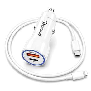 언박싱 차량용 베네치아 PD USB 듀얼 2포트 고속 퀄컴 3.0 충전기 + C타입 to 라이트닝 8핀 케이블 세트