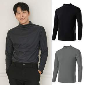 액티브온 남성 기모 목폴라 겨울작업복 상의 보온 긴팔 티셔츠 1+1 세트