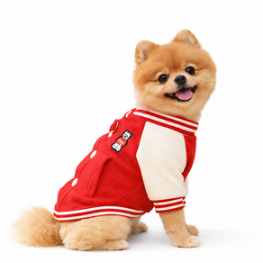 강아지 기모 조끼 일체형 하네스 곰돌이 야구점퍼 옷