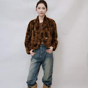Stacofiya 여성 에코퍼 아우터 겨울 숏 코트 부드러운 인조퍼 자켓