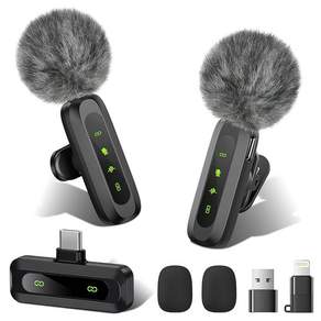 무선 핀 마이크 노이즈 캔슬링 2인 동시 녹음 Type-C iPhone/iPad/Android/PC 대응 플러그 플레이 핀 마이크