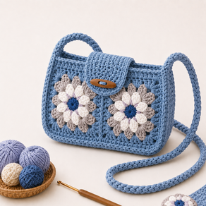 코바늘 휴대폰가방 DIY 재료패키지 손뜨개 미니 크로스백 초보 취미 만들기