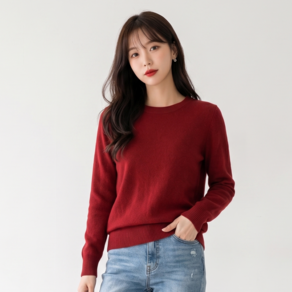 MS HOME 여성용 모달 라운드넥 긴팔 니트 티셔츠