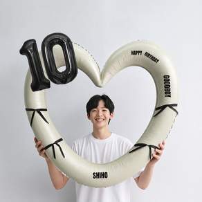 해피제이니 블랙 숫자 하트프레임 풍선 생일파티용품세트(프리레터링 시트지 포함) 포토존