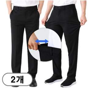 차쿠 1+1 남성 정장바지 기지바지 직장인 바지 고탄력 슬랙스 허리밴딩 스판바지 중년 빅사이즈 봄 여름 가을 겨울