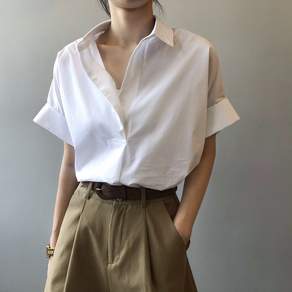 데일리바이블 여름 기본템 반팔 셔츠 빅사이즈 루즈핏 블라우스