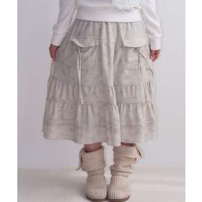 OAFISH Lace Shirring Pocket Skirt Khaki