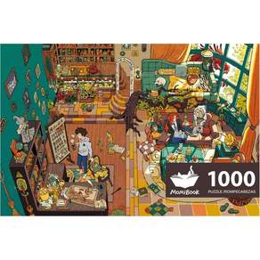 어른들을 위한 MOMIBOOK 1000 조각 퍼즐 놀라운 집 터치 필름 페인팅 이미지 어려운 도전 불가능한 독특한 재미있는 파티 크리스마스 선물