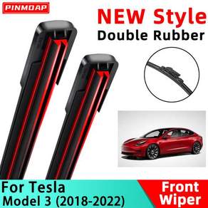 PINMOAP 더블 고무 스트립 와이퍼 테슬라 모델 3 2018-2022 차량용 앞유리 와이퍼 블레이드 2018 2019 2020