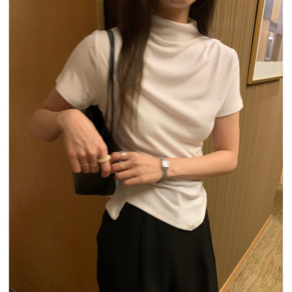 투디 여리핏 보트넥 셔링 드레이프 반목티 반팔티 반팔폴라티 데일리 하객룩 국내제작 고퀄 4컬러