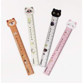 MDC 강아지와고양이 얼굴자 4종 15cm 사무용자