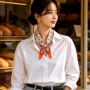 엘미르홈 여성 자석 스카프 진주 목스카프 실크 감성 패션스카프
