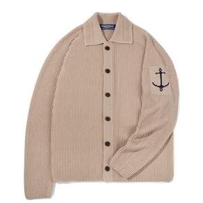 Guernsey Woollens 코튼 블렌드 카라 가디건 - 베이지