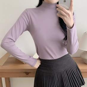 허블리 여성 소프트 기모 반목티 긴팔 티셔츠