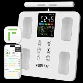 (댓글이벤트 쿠팡2000원 리워드!!!) FEELFIT EXPERT2 (한국 APP)손잡이형 8전극 스마트 체중계 체지방 체성분 50가지 지표 분석
