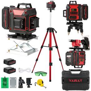 VAWAY 4D 360도 그린레이저 레이저레벨기 셀프레벨링 삼각대 수납케이스 포함 풀세트