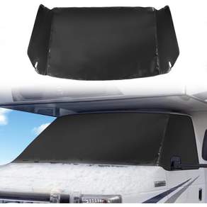 Fgtagtal RV 앞유리 눈 커버 Class C Ford E4501992-2025 호환 모터홈 앞유리용 얼음 및 눈용 옥스퍼드 원단 검정색 선쉐이드
