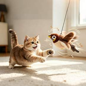 고양이 자동장난감 플라잉버드 소리가나는 인형