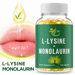 L-라이신 1000mg + 라우르산 글리세리드 500mg 고효능 식이보충제 입술을 영양 공급하고 피부 건강을 촉진하며 면역력을 지원 남녀 모두에게 적합합니다