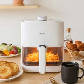 이놀 투명창 에어프라이어 2L 1인용 소형 미니 프리미엄 에어프라이기 air fryer