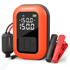 에텐울프 긴급시동 자동차 배터리 점프스타터+스마트 점프 케이블+타이어 공기압 주입기+8000mAh 대용량 배터리 일체형