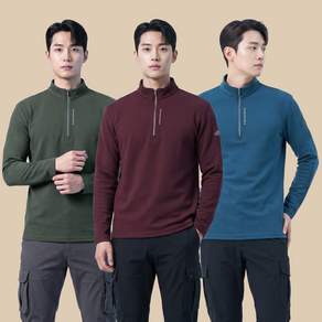 [이지바이] (총 3장!!) 남성 겨울 히트 기모 안감 반집업 티셔츠