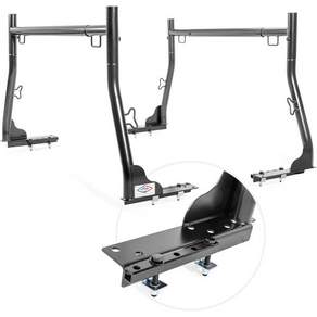 모델 X31-J 트럭 사다리 랙 800Ibs 용량 8개 비드릴링 Z-클램프 확장 가능한 강철 픽업 트럭 침대 사다리 랙 2바 세트 - 블랙