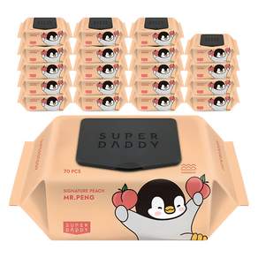 슈퍼대디 시그니처 미스터펭 피치 엠보싱 아기물티슈 캡형