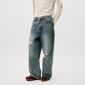 [노페이머스] Damage Washed Wide Jeans(WIDE FIT)