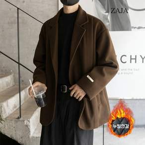ZAJA 남성 하프코트 테일러드 싱글 누빔안감 겨울코트