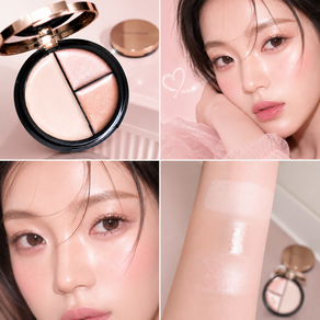 아젠티르 3색 멀티 광채 하이라이터 팔레트 물광 펄 페이스 메이크업 애교살 콧대 쇄골