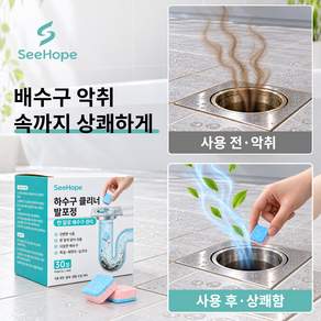 SeeHope 배관악취제거 발포정 하수구 배관청소 악취제거 오염물질제거 배관유지관리 1정 15g