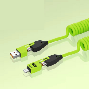 LIVINGFORE 스프링 멀티 고속 충전 케이블 65W 4 in 1 c타입 8핀 USB