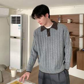 스타일닥터 남자 폴로 스웨터 빈티지 카라 상의 베이직 오버핏 니트