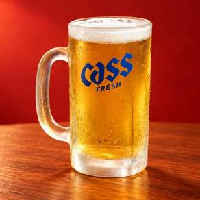 카스 프레시 맥주잔 cass fresh 얼음맥주 호프집 유리 손잡이컵