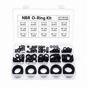 티놀지 T-ORK200 NBR 오링 세트 15종 200PCS 니트릴 고무