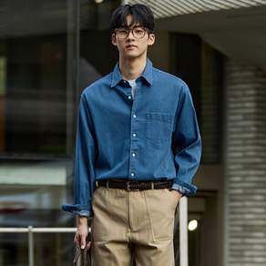 [STCO] 남성 소프트 데님 셔츠 릴렉스핏 중청