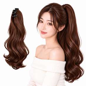 엔코픽 3초 여신 웨이브 포니테일 긴머리 부분 가발